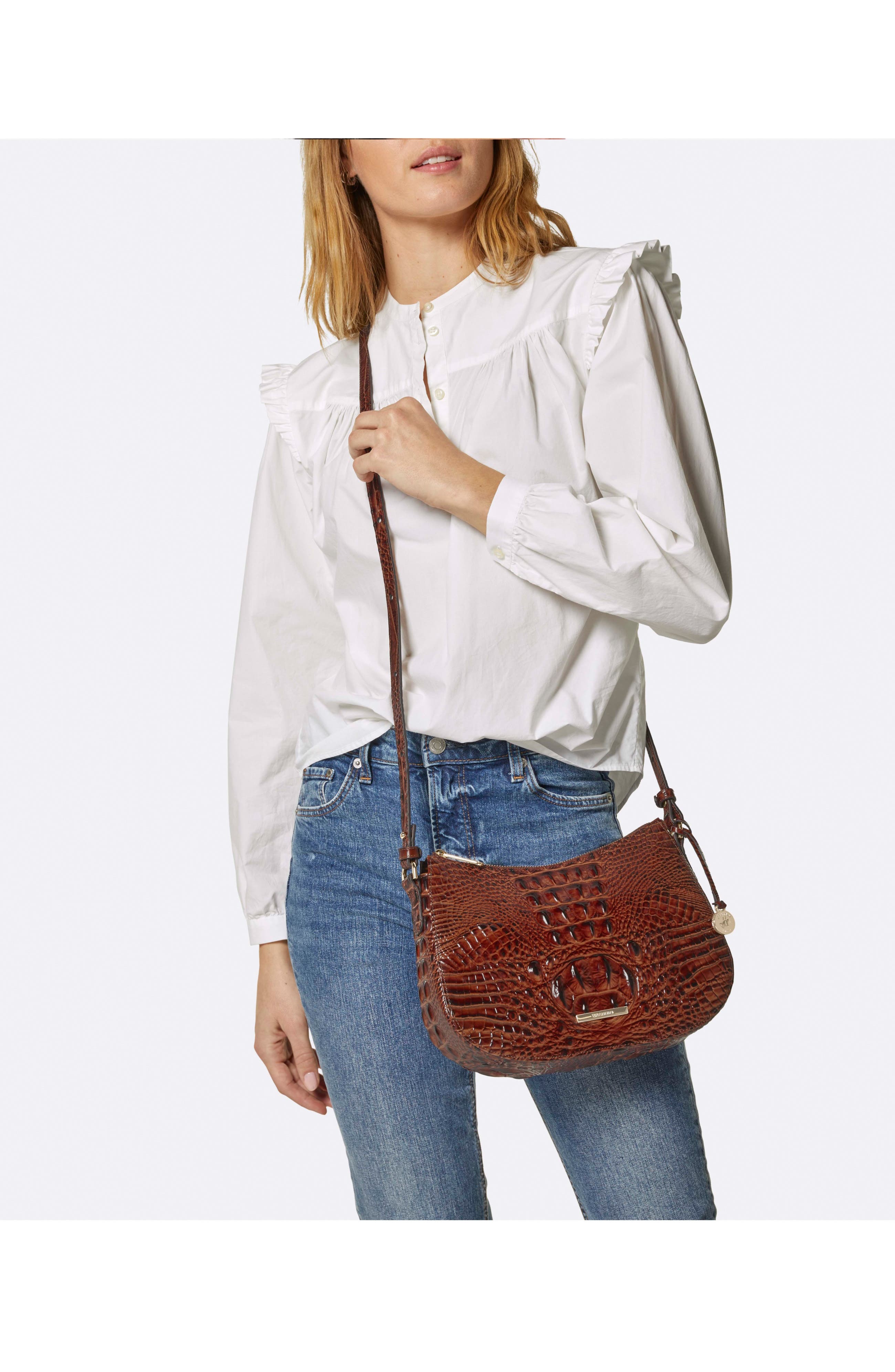 Brahmin Shayna Croc Embossed Leather Crossbody Bag, Alternate, color, 