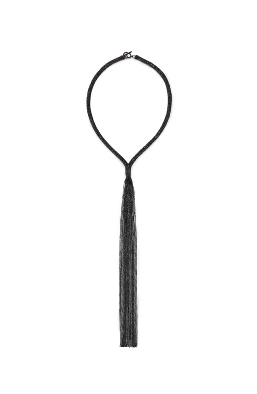 Brunello Cucinelli Monili Tie Necklace In Black