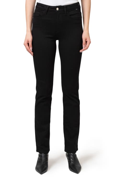 Kendra High Waist Straight Leg Jeans (Black Feather Blue)