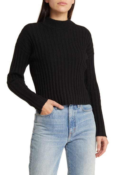 Mock Neck Crop Sweater