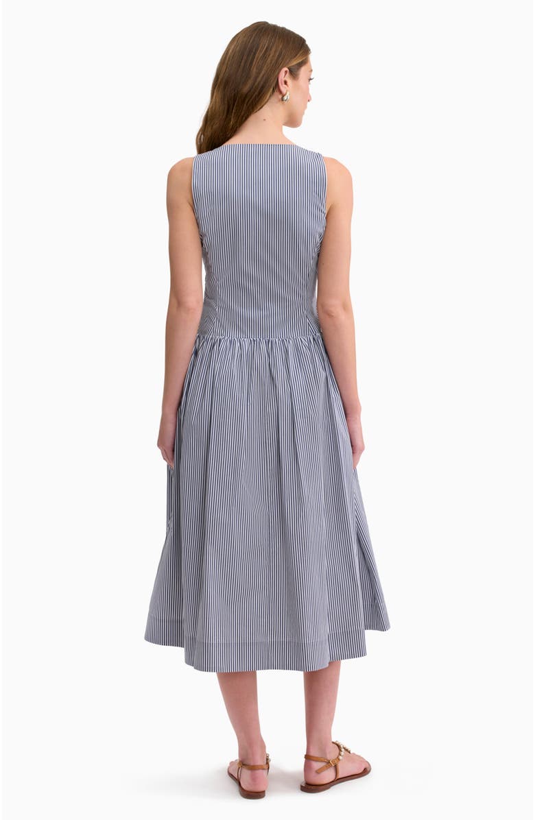 Rebecca Taylor Joselene Poplin Wrap Dress, Alternate, color, Navy Stripe