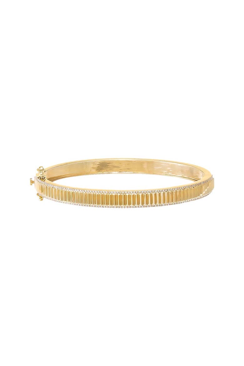 Diamond Pave Outlined Ridged Bangle 14K, Alternate, color, 14K Gold