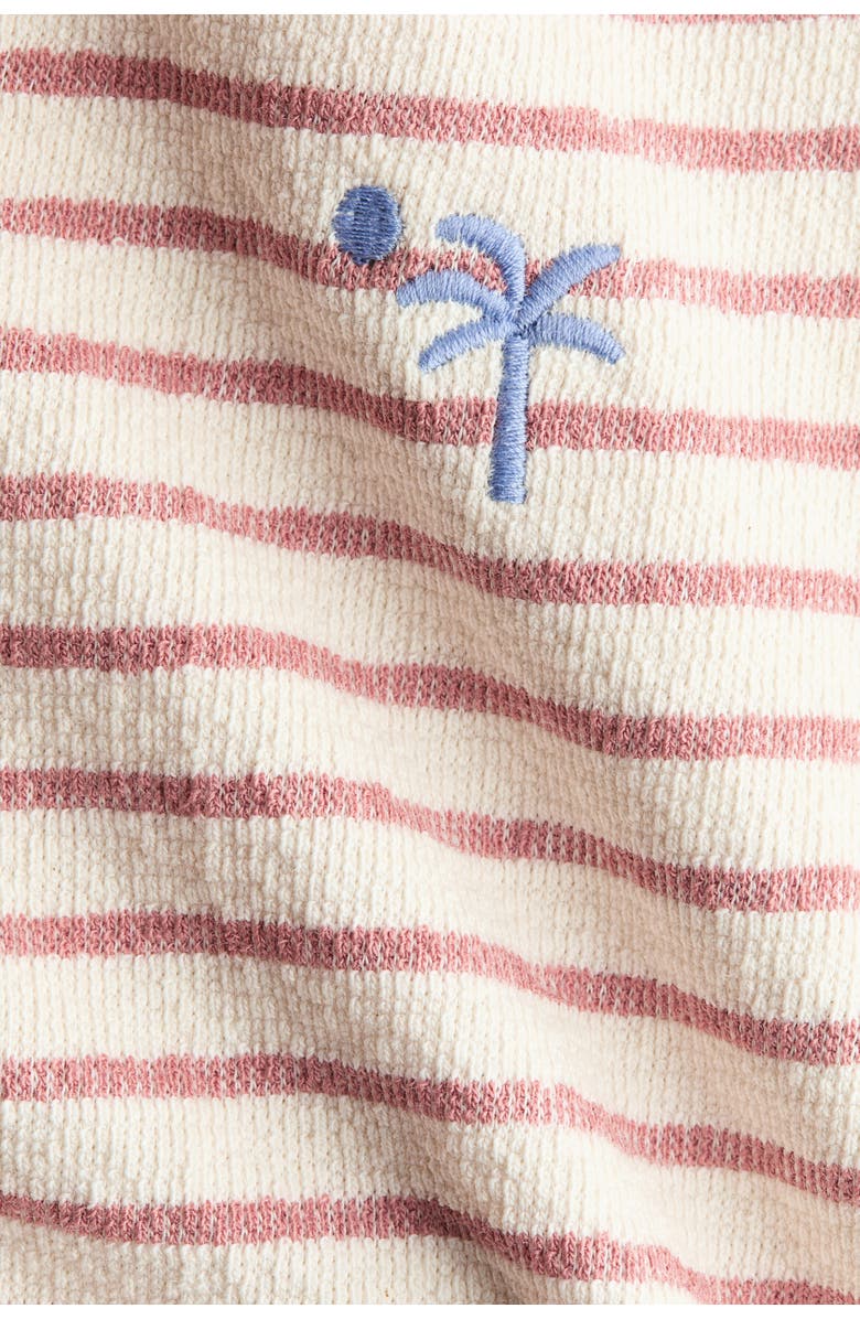H&M 2-piece Textured Cotton Set, Alternate, color, White/Dusty Pink Striped