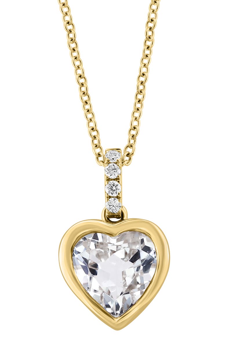 EFFY White Topaz & Diamond Heart Pendant Necklace - 0.05ct., Alternate, color, 