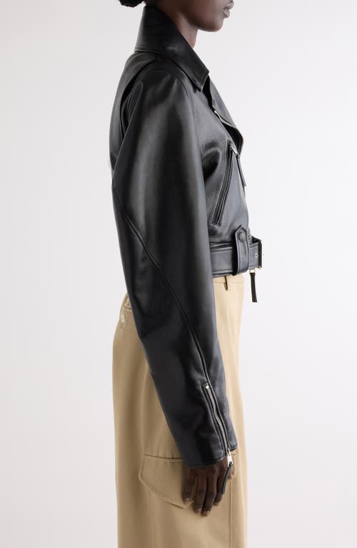 Givenchy Cocoon Crop Leather Biker Jacket In Black