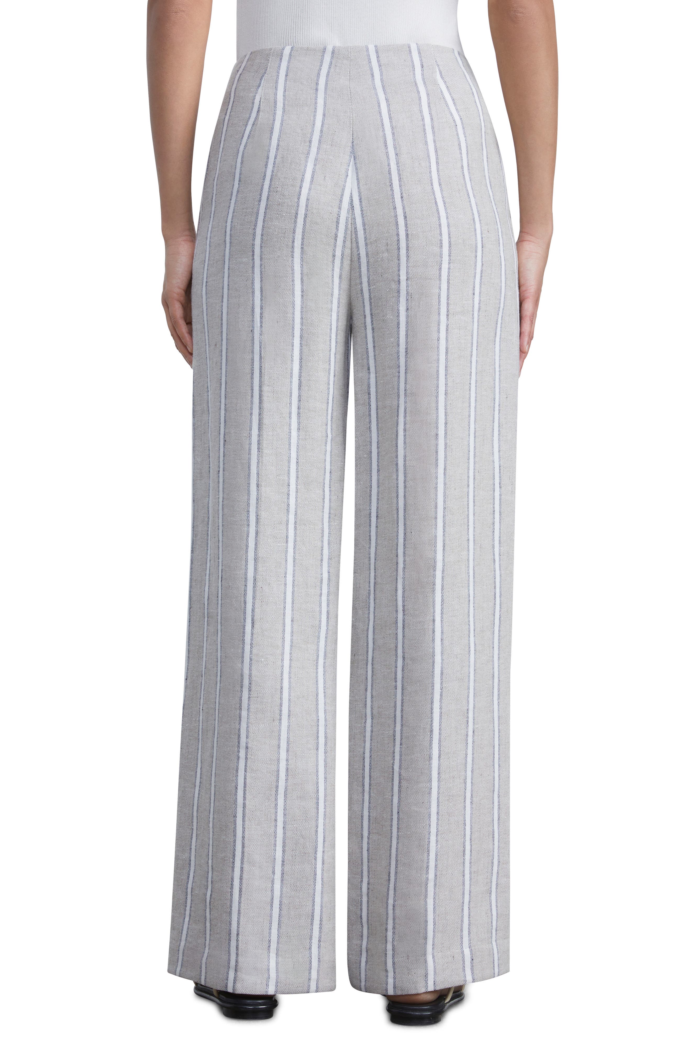 Lafayette 148 New York Sullivan Stripe Linen Wide Leg Trousers (Women ...