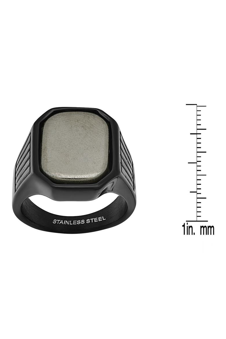 Men's Stone Signet Ring, Alternate, color, BLACK/ GREY