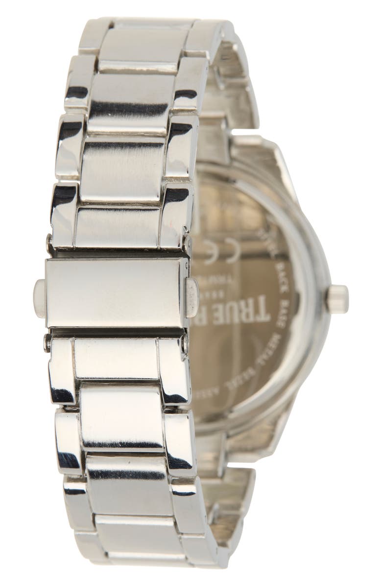 True Religion Logo Bracelet Watch, 43mm, Alternate, color, Silver