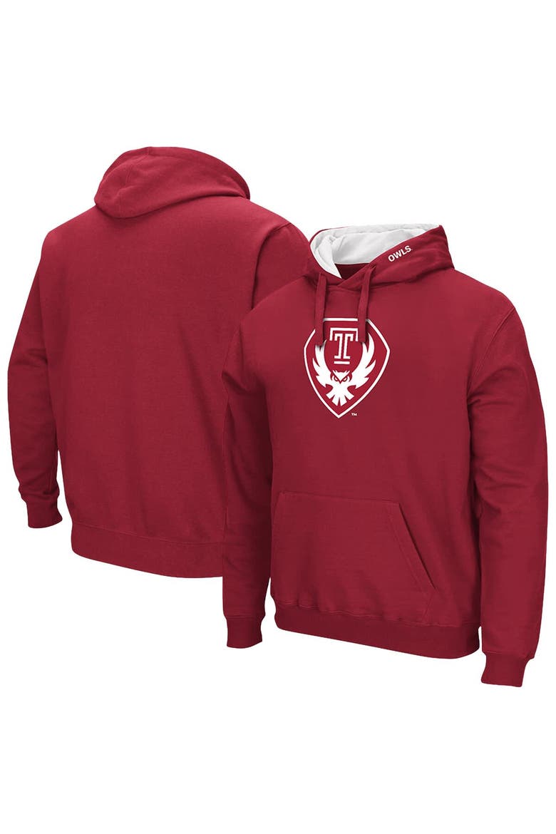 Men's Colosseum Cherry Temple Owls Arch & Logo 3.0 Hoodie, Main, color, Cardinal