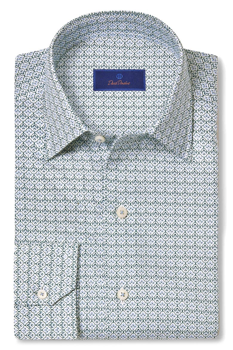 Geometric Print Cotton Sport Shirt, Alternate, color, WHITE/ MULTI