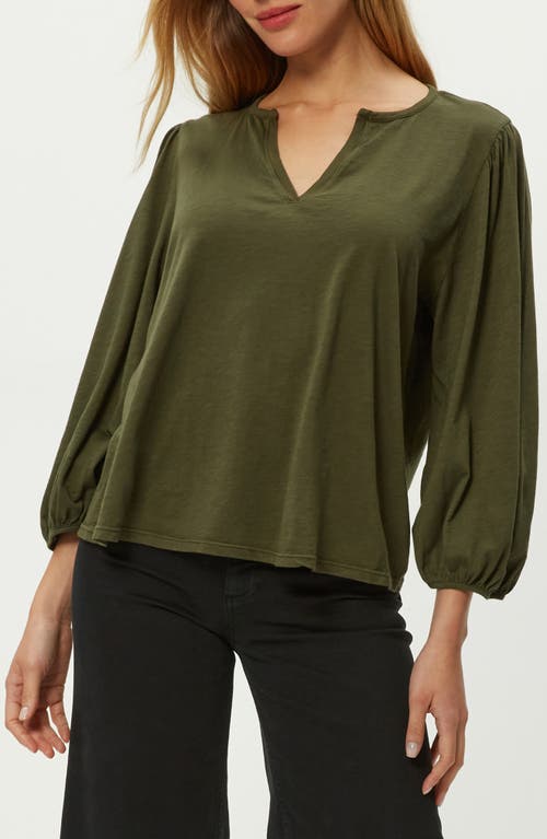 Michael Stars Gabi Supima Cotton Puff Sleeve Top In Green