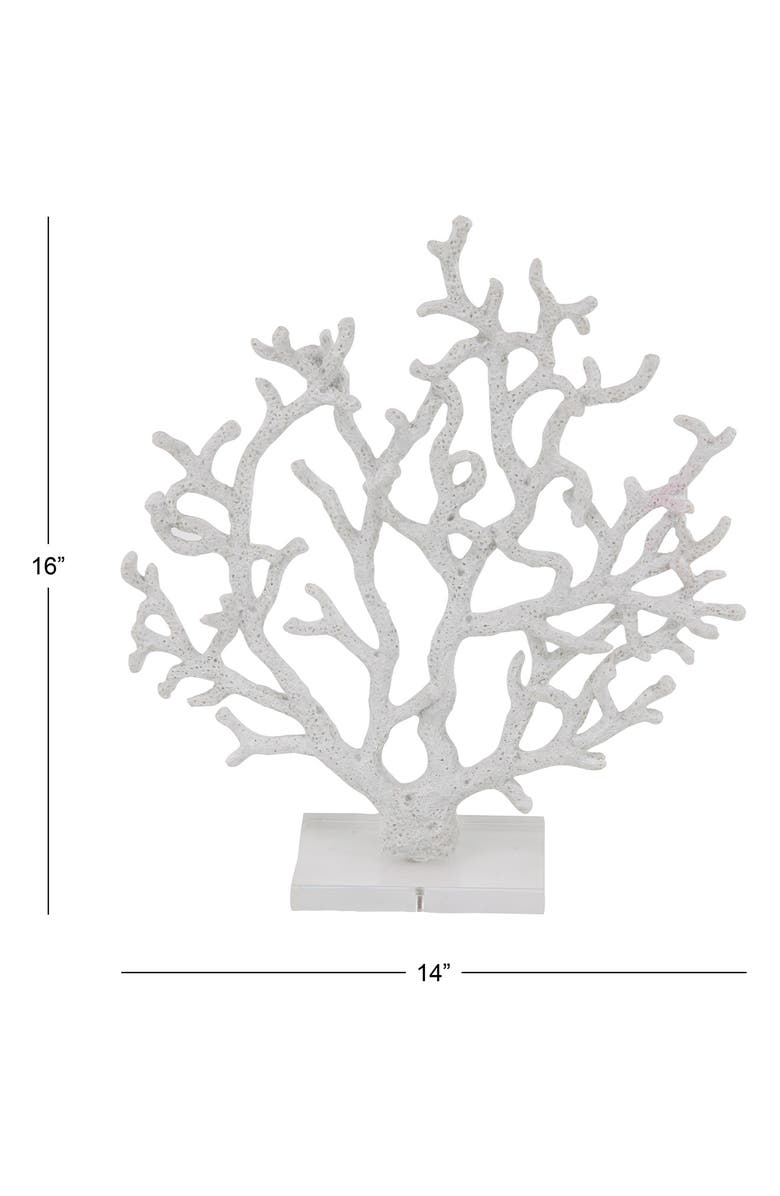 WILLOW ROW White Polystone Coastal Coral Sculpture with Acrylic Base, Alternate, color, White