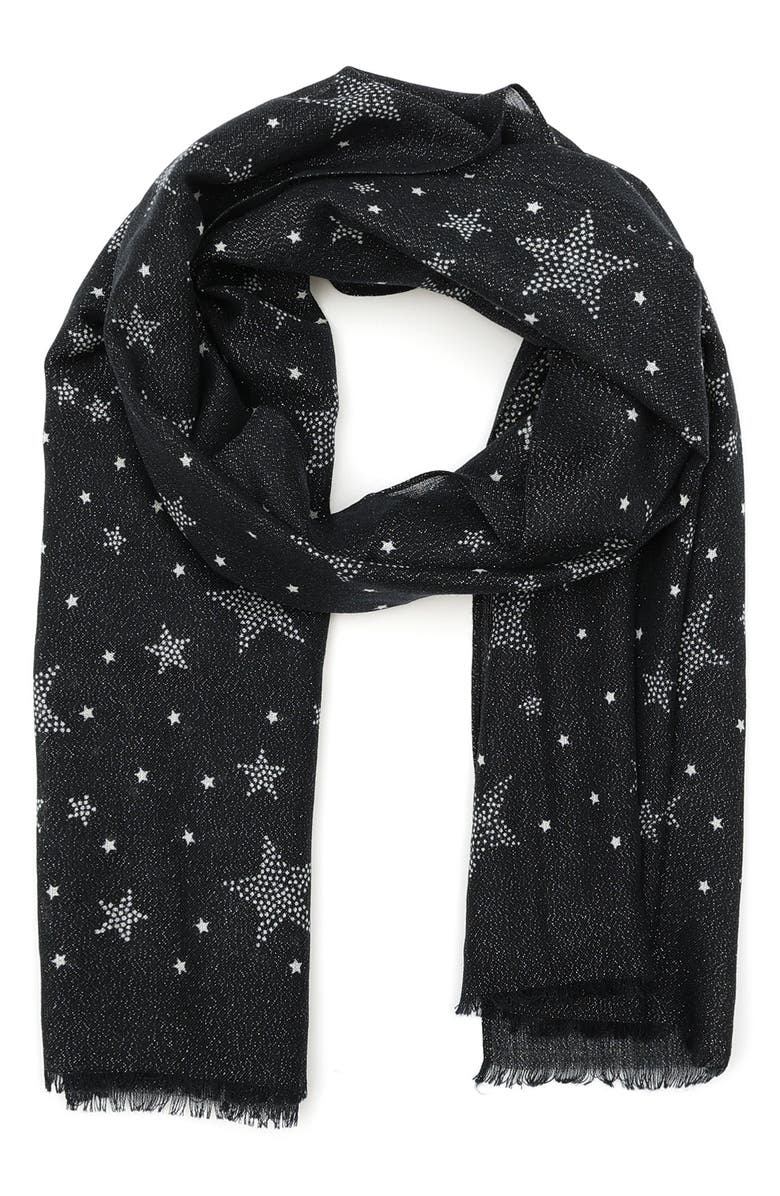 Kate Spade New York starlight sparkle wool blend scarf, Main, color, Blazer Blue