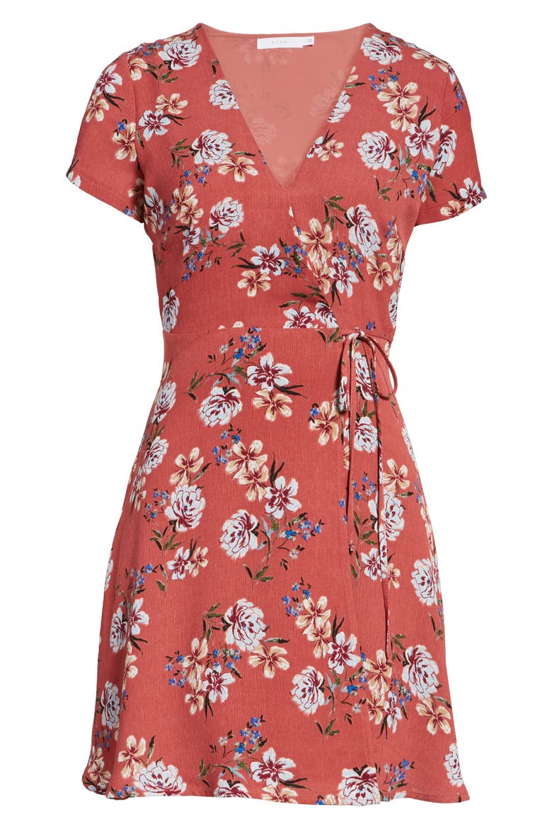 Olivia Wrap Dress, Alternate, color, DUSTY ROSE BLUE