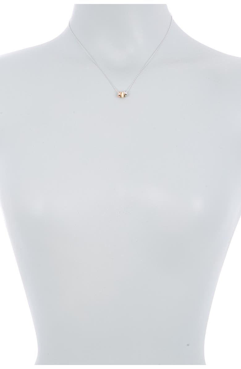 Adornia Tri-Tone Plated Pavé Crystal Rings Necklace, Alternate, color,