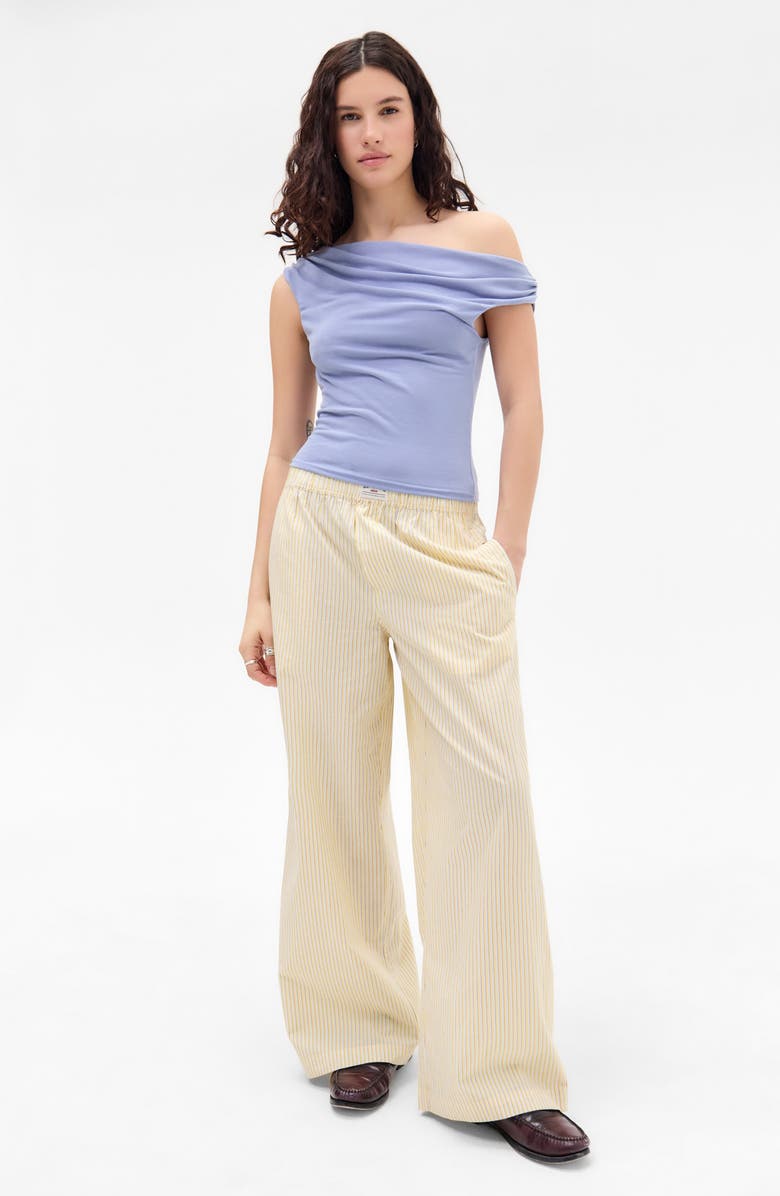 BDG Urban Outfitters Fia Ruched Off the Shoulder Top, Alternate, color, Blue