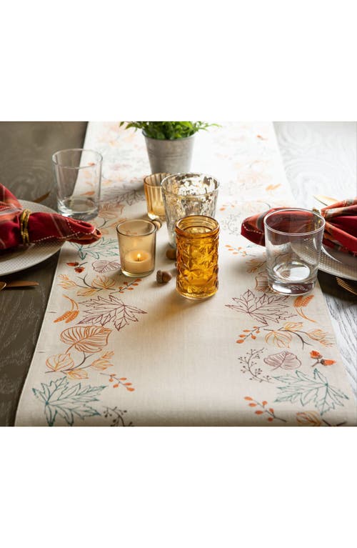 Design Imports Autumn Leaves Reversible Cotton Table Runner In Gray