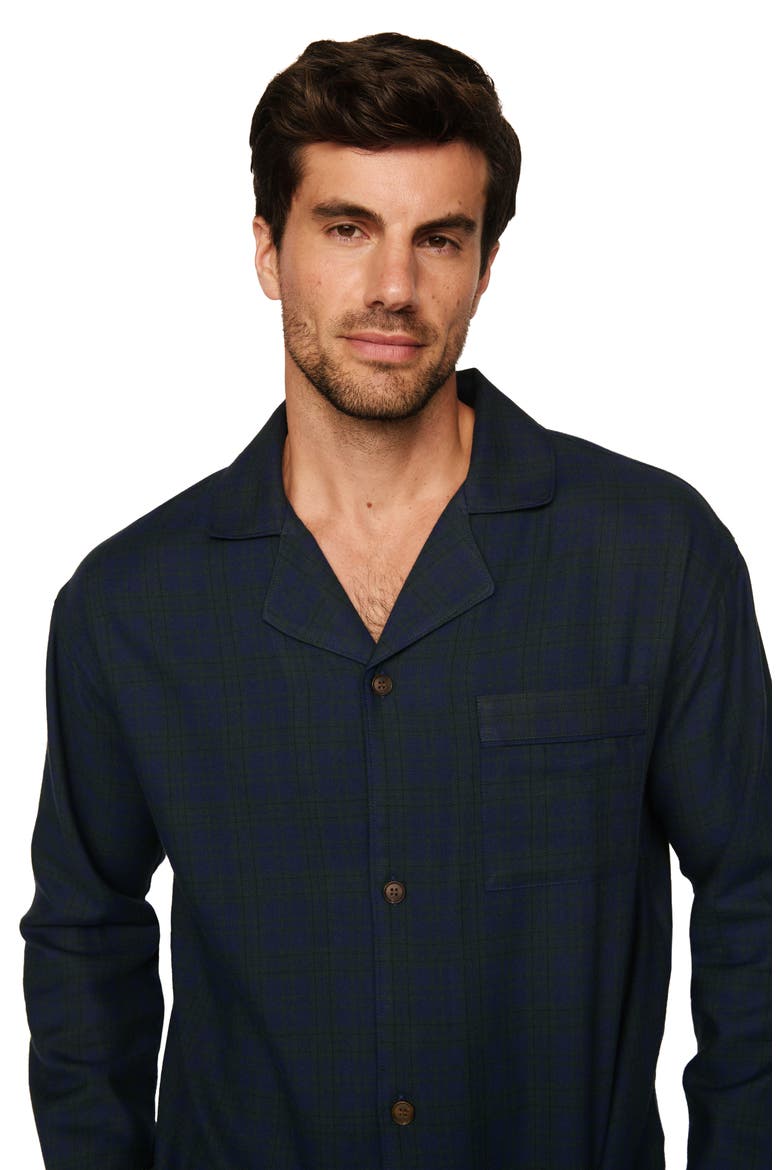Organic Cotton Blend Flannel Pajamas, Alternate, color, HERITAGE CHECK NAVY/