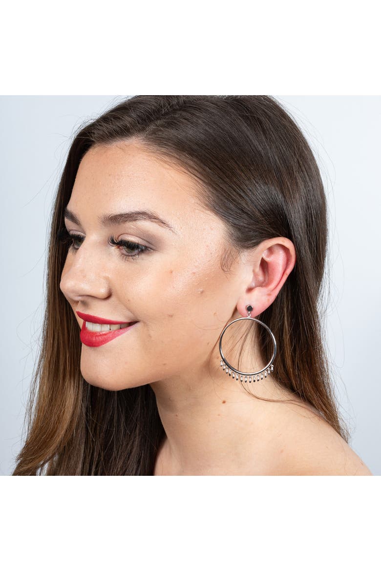Waterfall Circle Earrings, Alternate, color, Sterling Silver