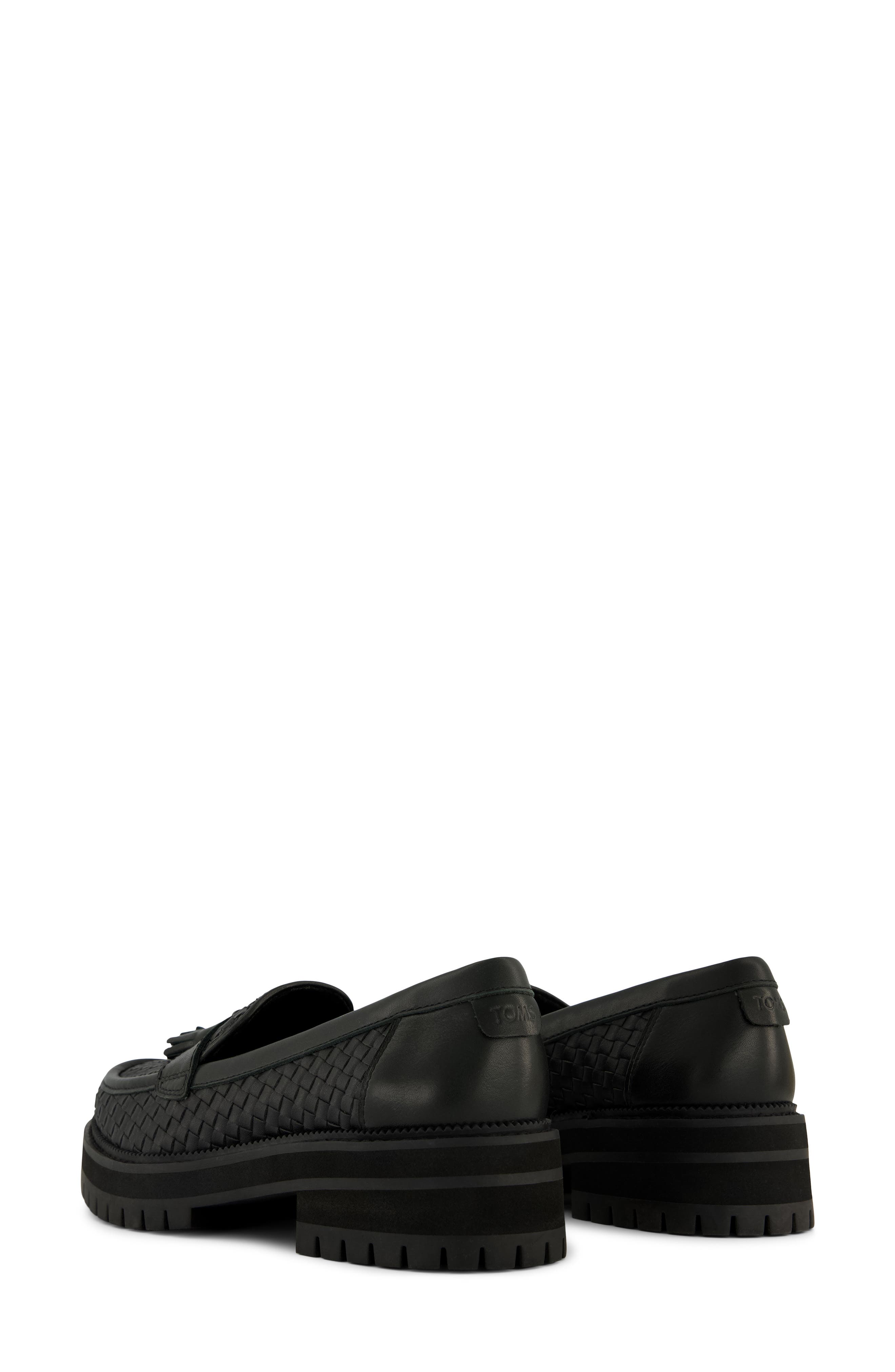 TOMS Cara Platform Tassel Loafer, Alternate, color, Black