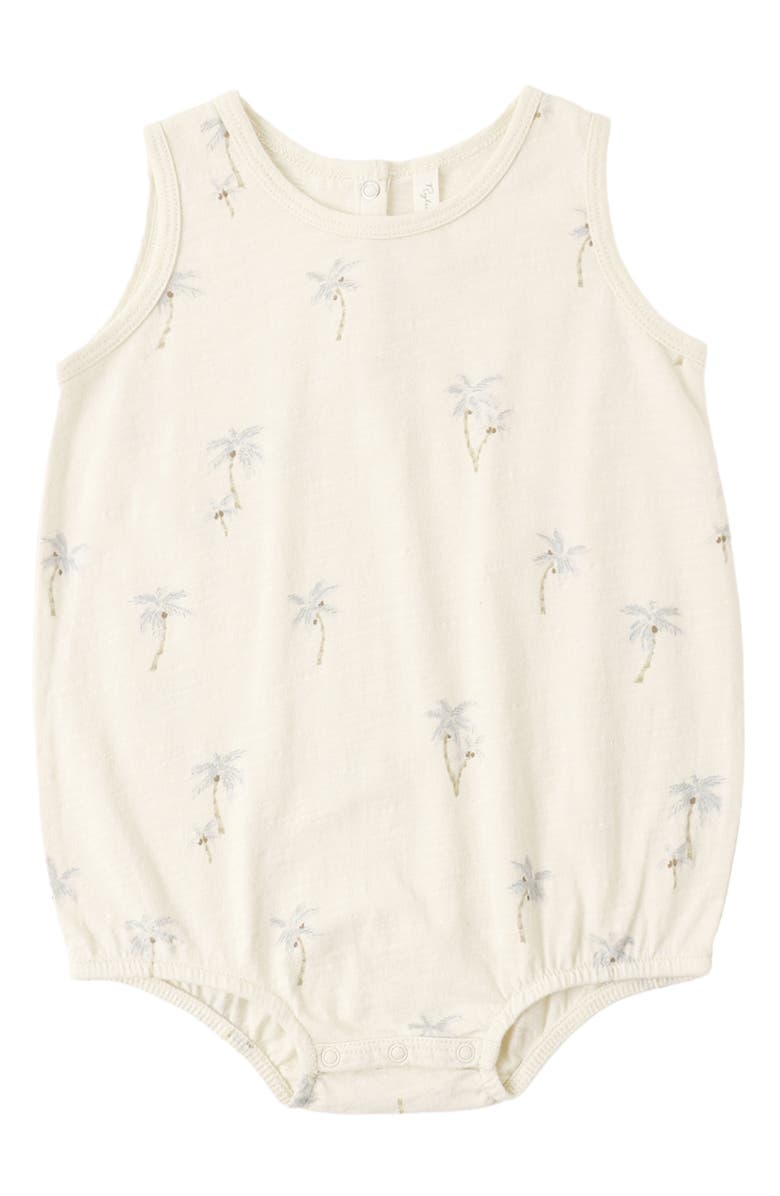 Rylee + Cru Palm Print Cotton Bodysuit, Alternate, color, Natural