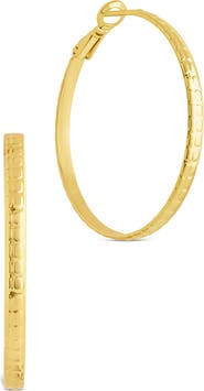 Sterling Forever Jessalyn Textured Hoop Earrings