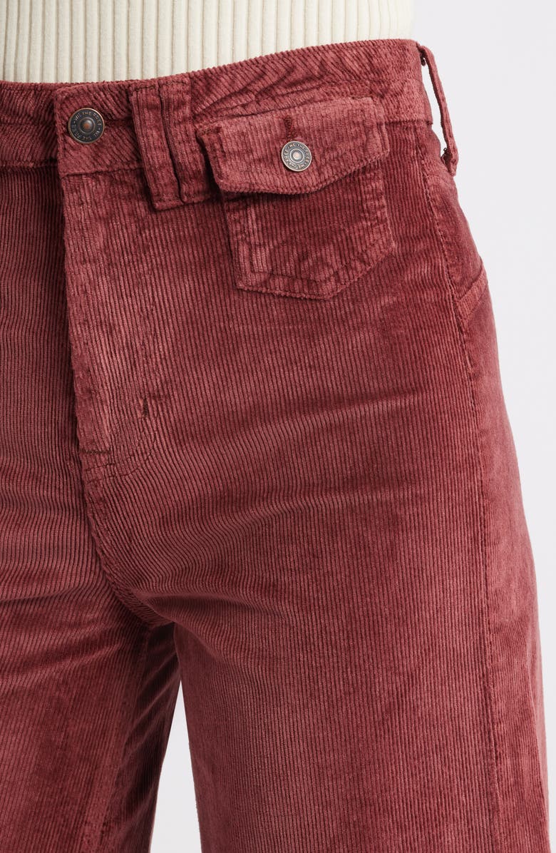 Free People Kellee High Waist Wide Leg Corduroy Palazzo Pants, Alternate, color, Brick Wall