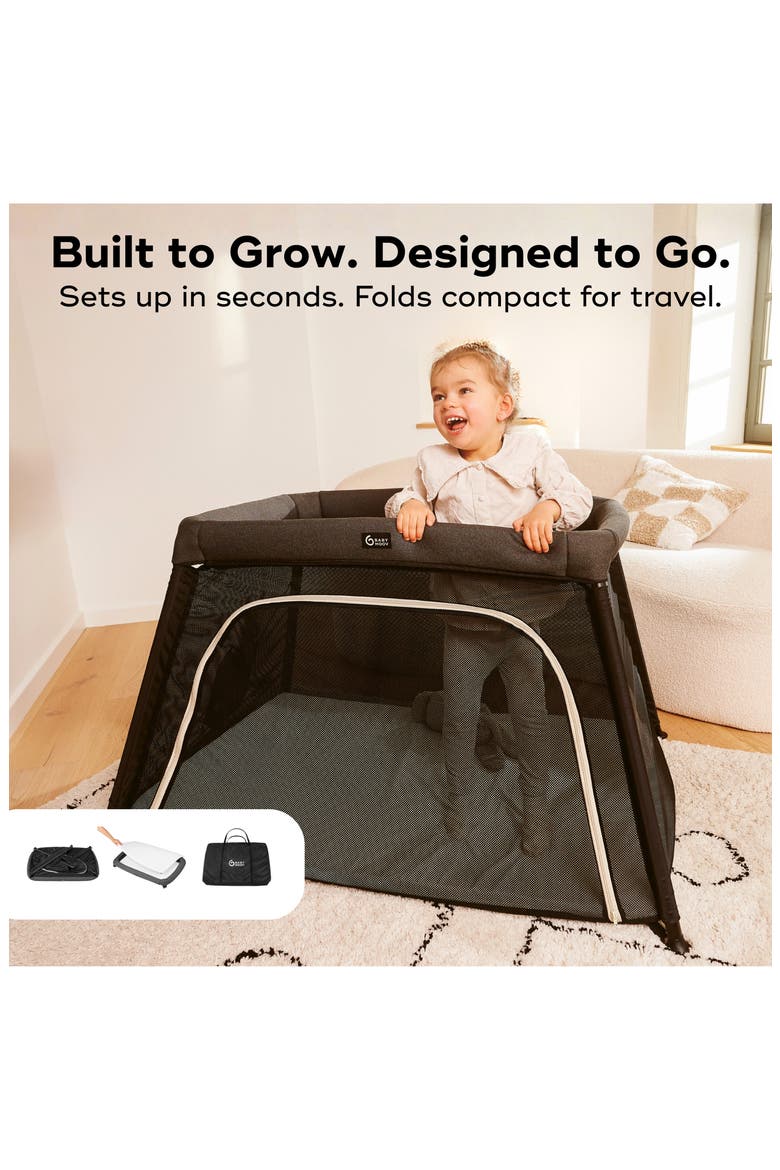 Moov and Comfy 3-in-1 Travel Crib and Playard, Alternate, color, CHARCOAL