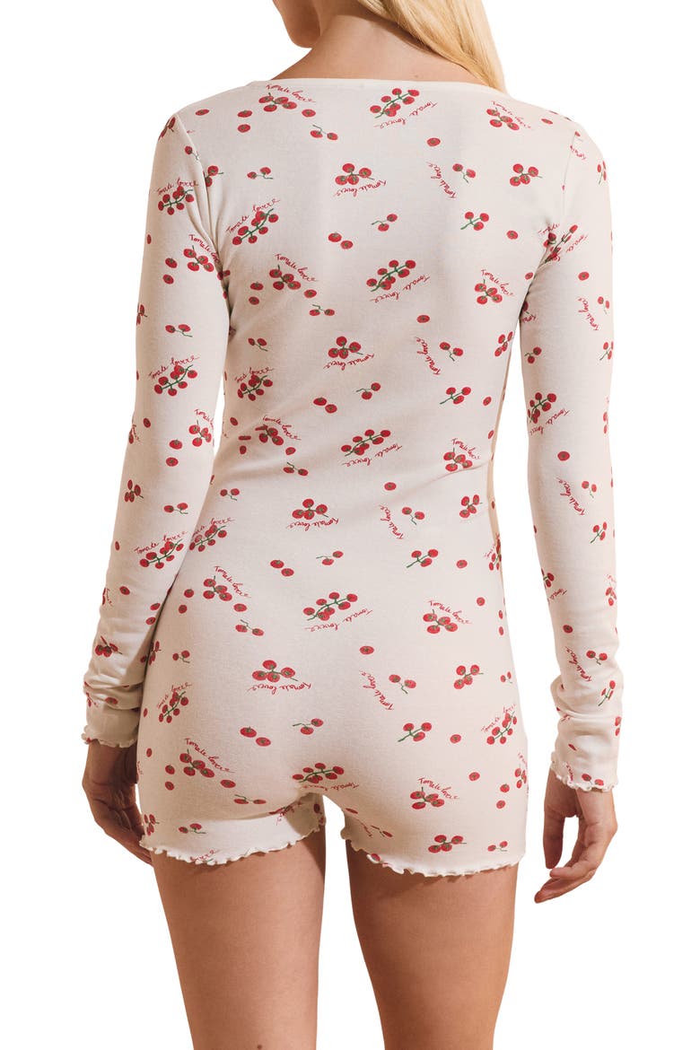 Printed Long Sleeve Romper, Alternate, color, WHITE