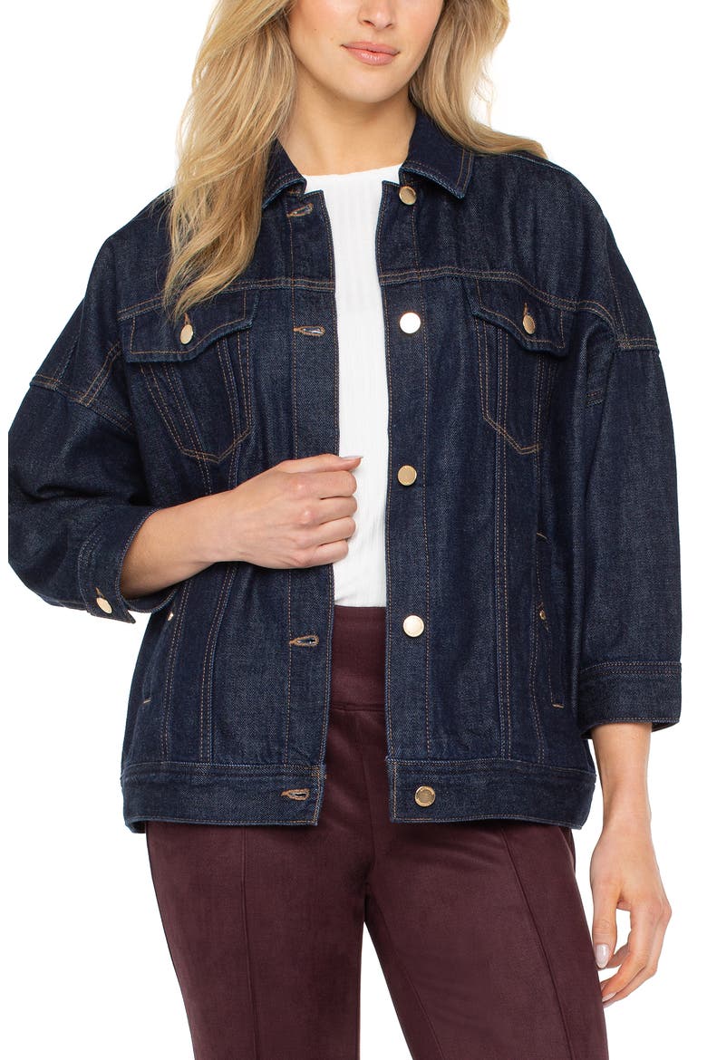 Drop Shoulder Denim Jacket, Main, color, INDIGO RINSE