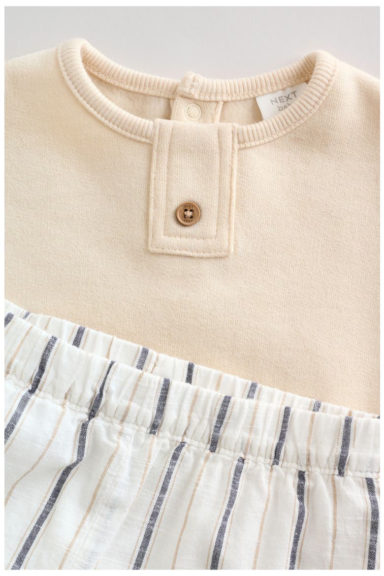 Cotton Blend Sweater & Stripe Pants Set, Alternate, color, NEUTRAL