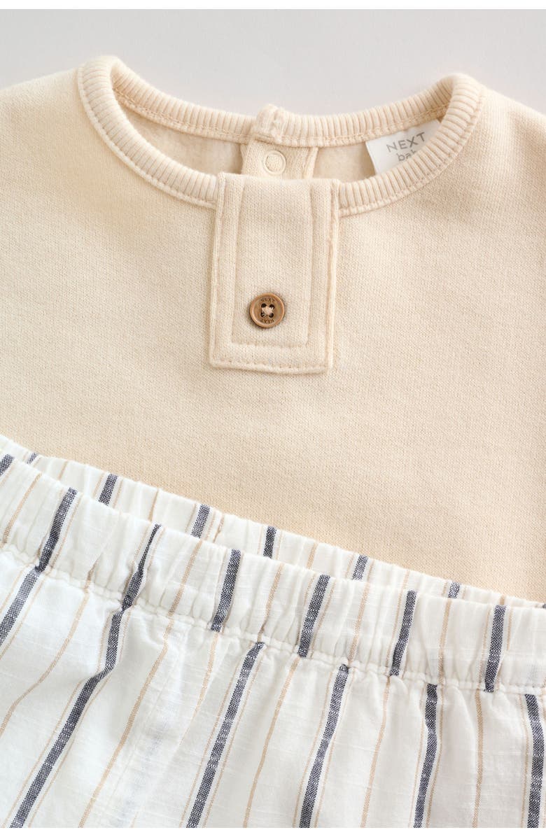 NEXT Cotton Blend Sweater & Stripe Pants Set, Alternate, color, Neutral