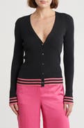Theory Regal Stripe Tipped Wool Cardigan