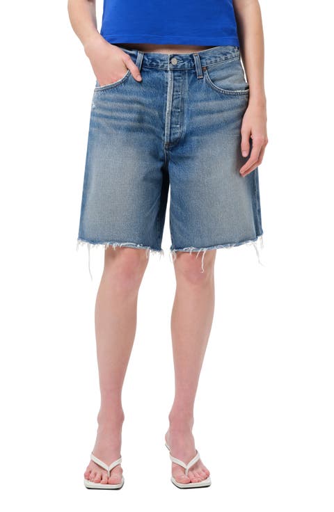 Indra Long High Waist Cutoff Denim Shorts (Journal)
