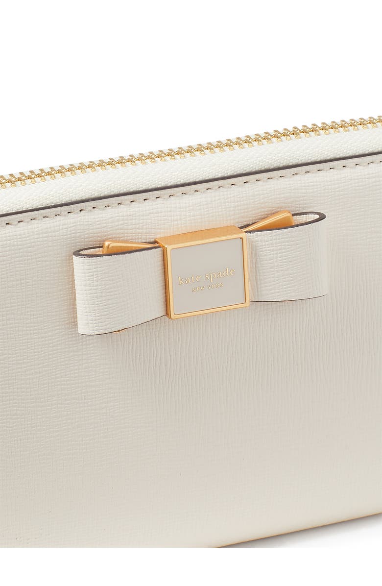 Kate Spade New York morgan embellished bow saffiano leather wallet, Alternate, color, Parchment.