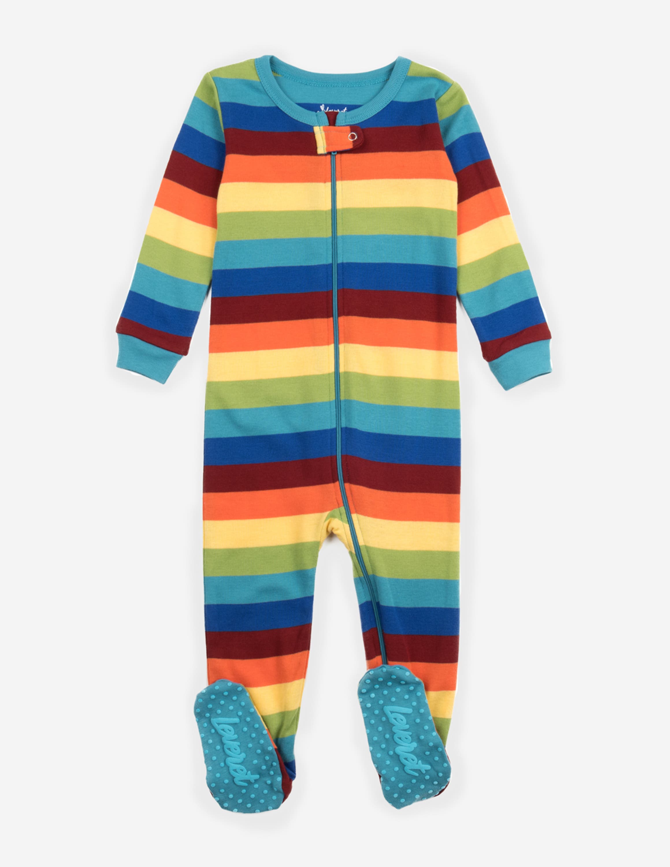 Leveret Kids Footed Striped Cotton Matching Family Pajamas In Multi