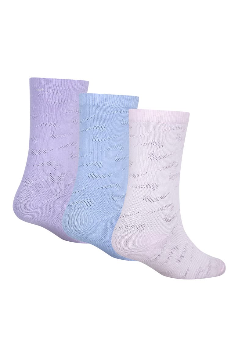 Kids' Swoosh 3-Pack Crew Socks, Alternate, color, HYDRANGEAS