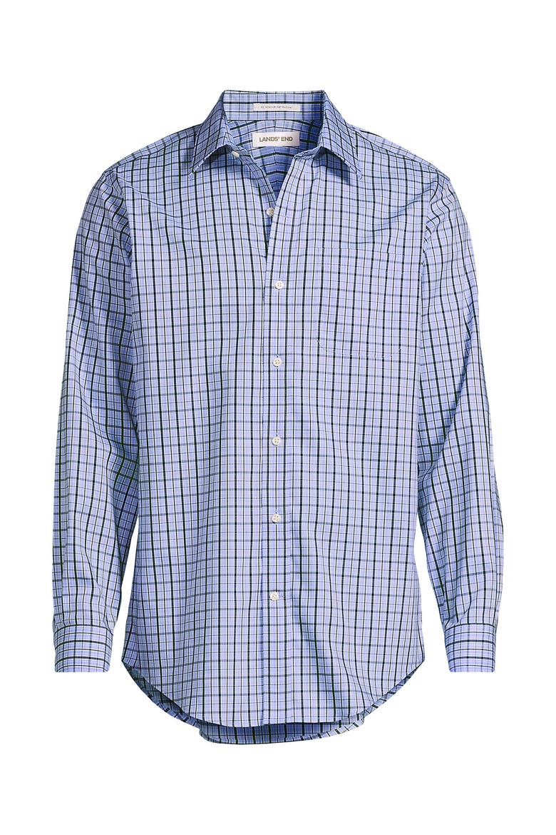 No Iron Supima Cotton Pinpoint Straight Collar Dress Shirt, Alternate, color, Deep Sea Navy Breeze Plaid