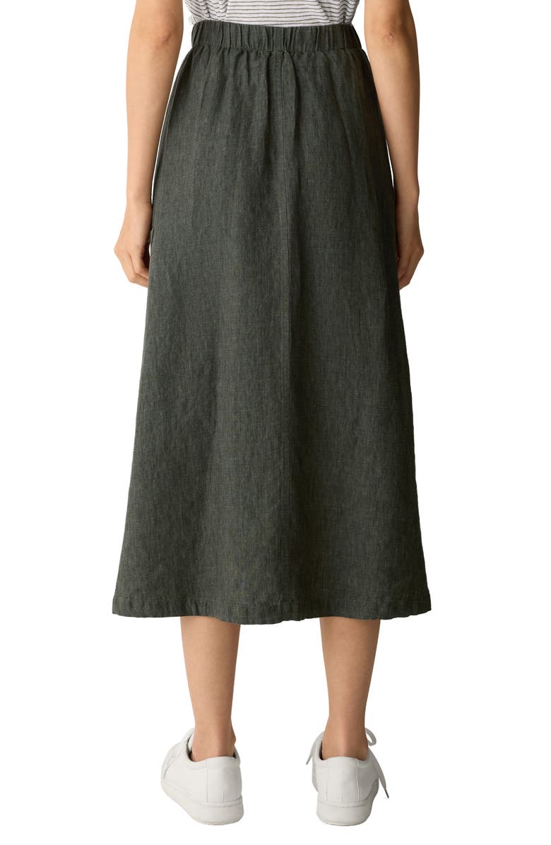 Eileen Fisher Organic Linen Cargo Skirt, Alternate, color, Bayleaf