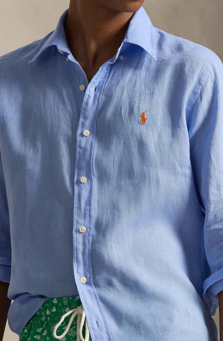 Polo Ralph Lauren Classic Fit Linen Button-Down Shirt, Alternate, color, Austin Blue