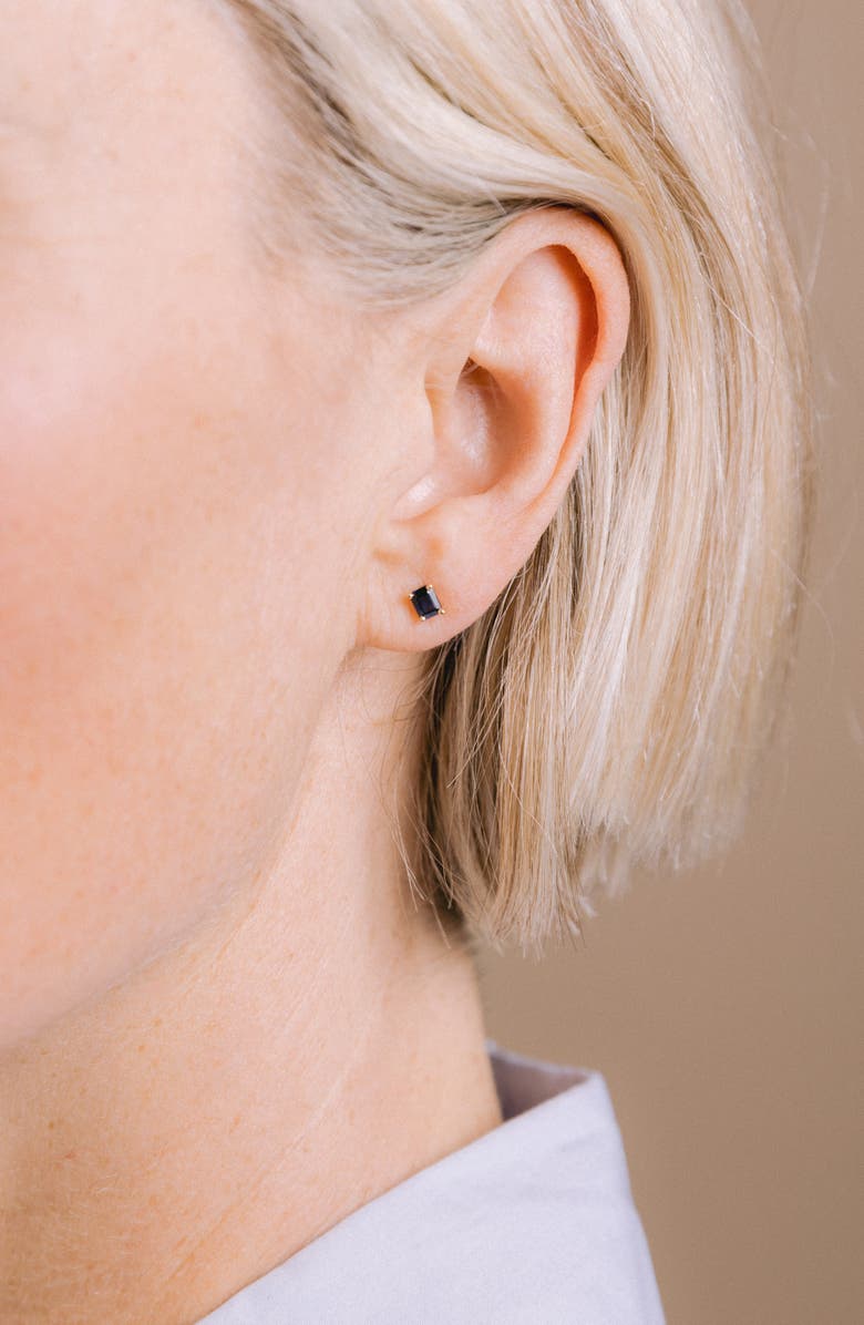 Zoë Chicco 14K Gold Emerald Cut Stud Earrings, Alternate, color, Yellow Gold/ Blue Saphire