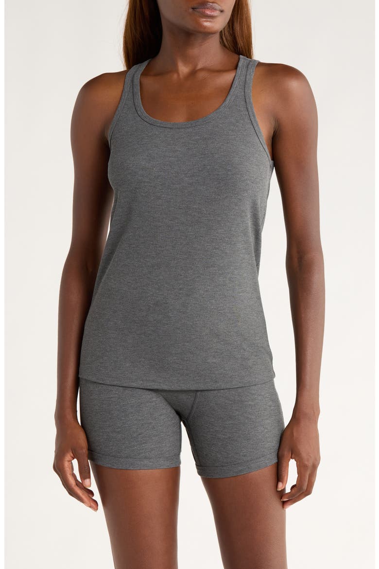 Power Rib Tank Top, Main, color, HEATHER GRAY