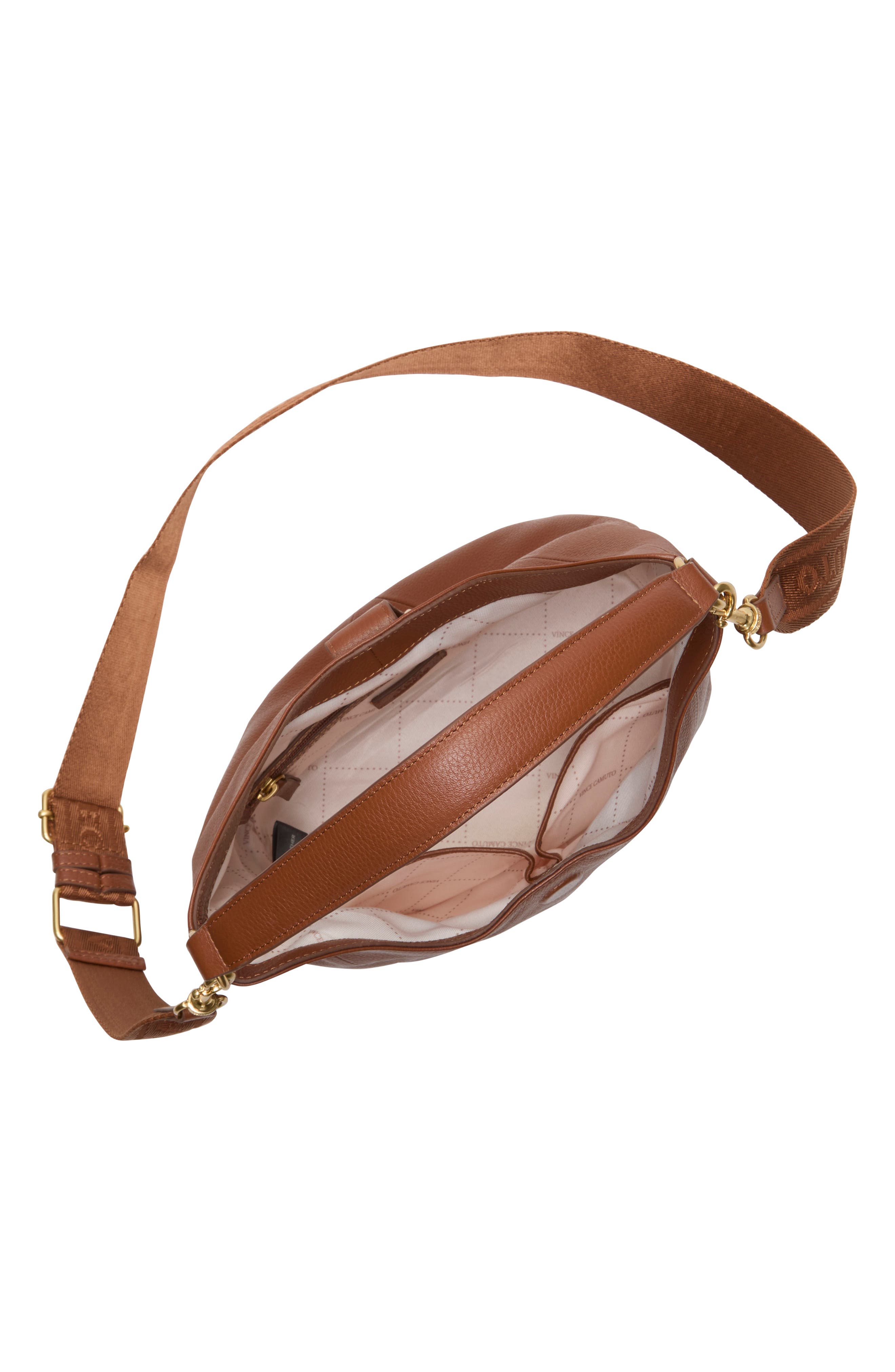 Vince Camuto Ebony Leather Shoulder Bag, Alternate, color, Whiskey 01