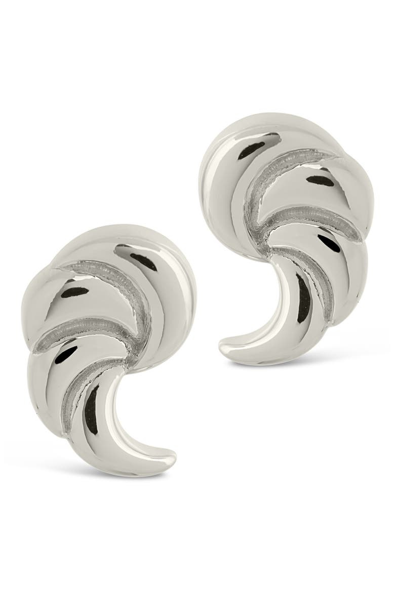 French Horn Stud Earrings, Alternate, color, SILVER