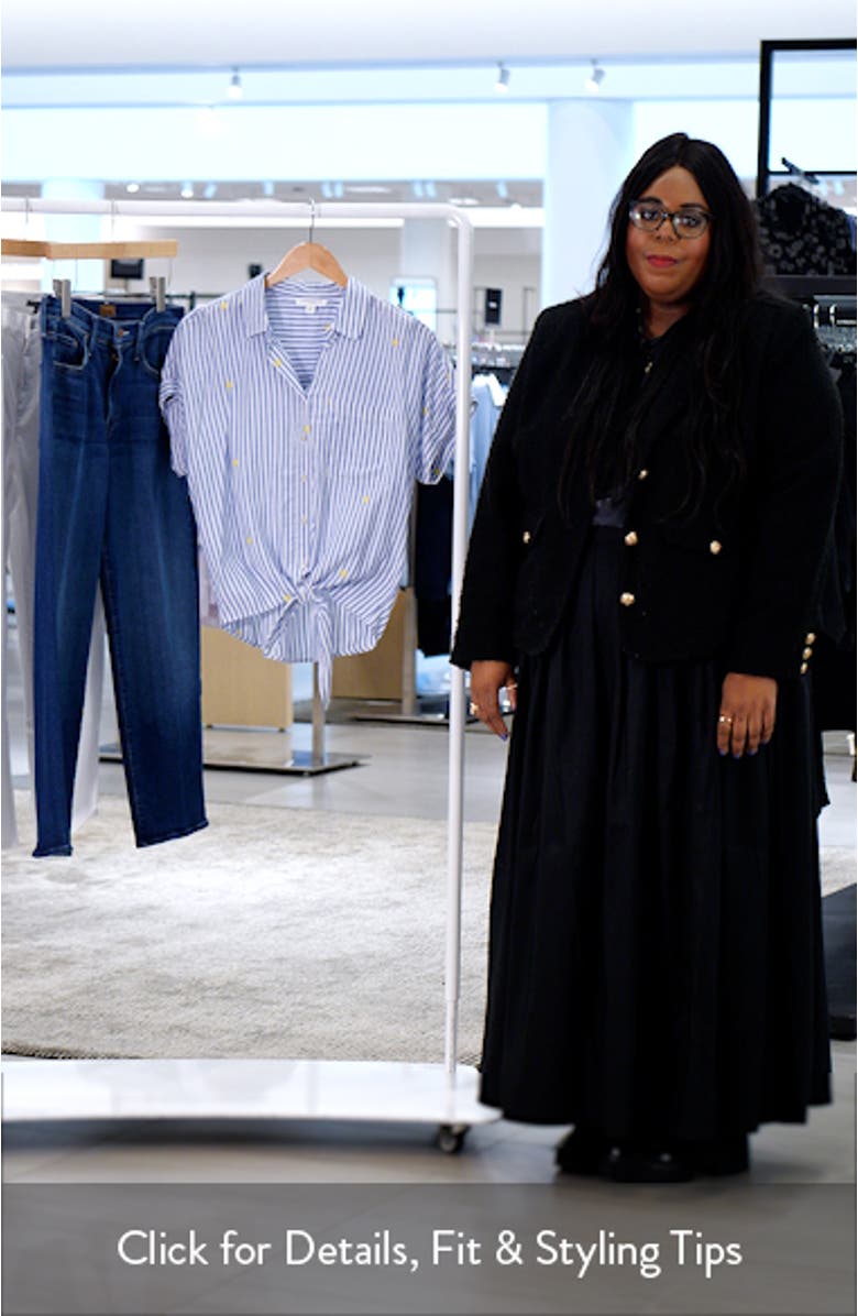 Rosie Embroidered Tie Front Short Sleeve Button-Up Shirt, sales video thumbnail