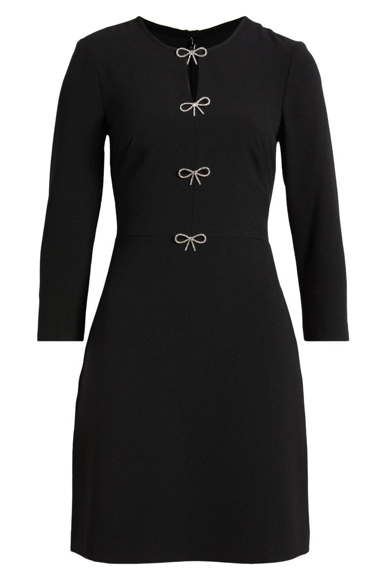 Bow Embellished A-Line Dress, Alternate, color, BLACK