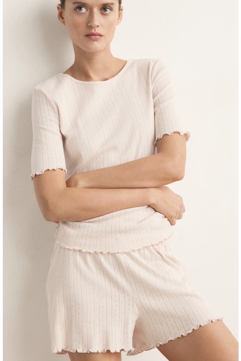 Lettuce Edge Pointelle Cotton Sleep T-Shirt, Alternate, color, PINK