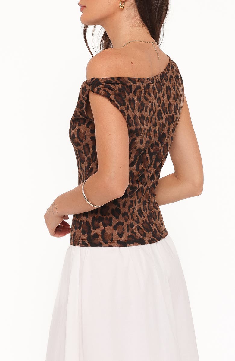 Petal & Pup Maelis Leopard Print One-Shoulder Top, Alternate, color, Brown