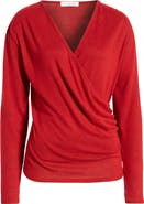Loveappella Long Sleeve Faux Wrap Top