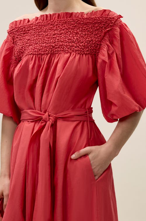 Rebecca Taylor Merrick Silk Cotton Midi Dress In Scarlet In Red